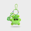 Lime Green Fuzzy Monster Acrylic Keyring With Beaded Chain