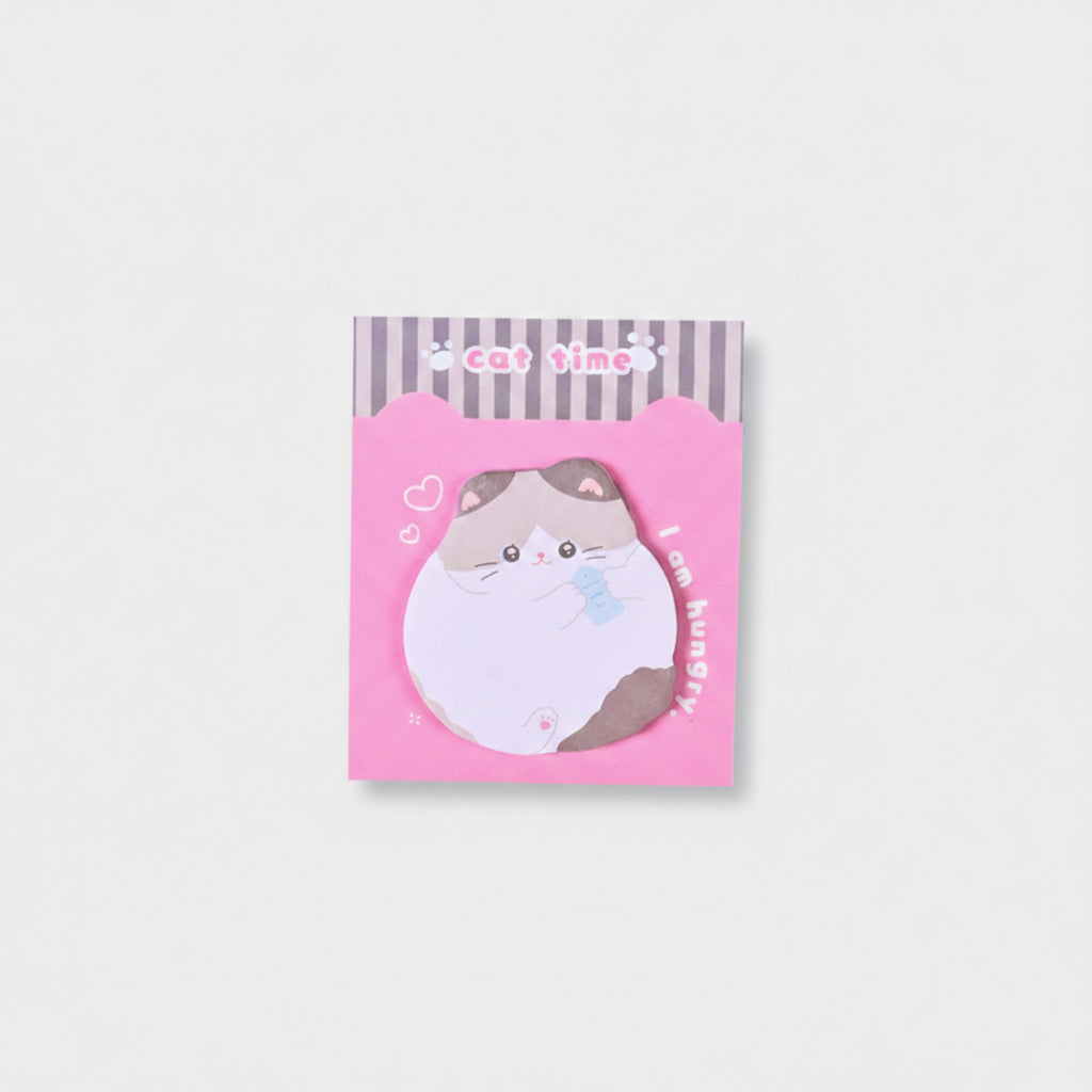 Cute Cat Sticky Notes Pad Pink Heart Design