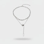 Silver Layered Chain Pendant Necklace