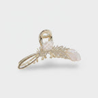 Leaf Rhinestone Pearl Hair Claw Clip