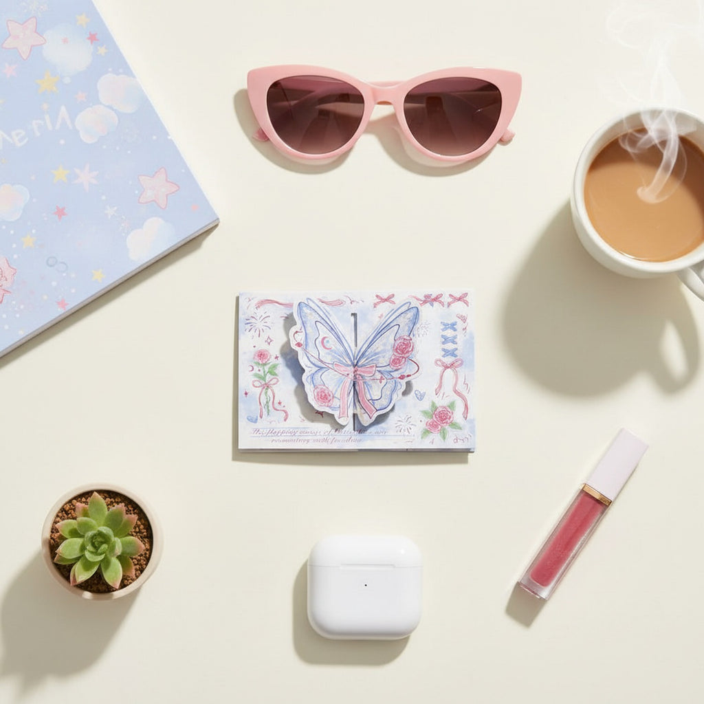 Butterfly Pop-Up Greeting Card With Ribbon Bow
