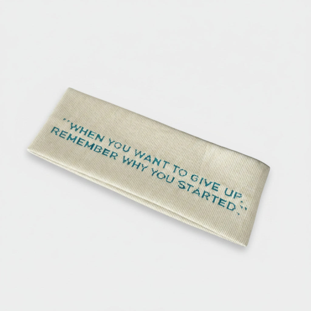 Ribbed Cream Motivational Message Hairband