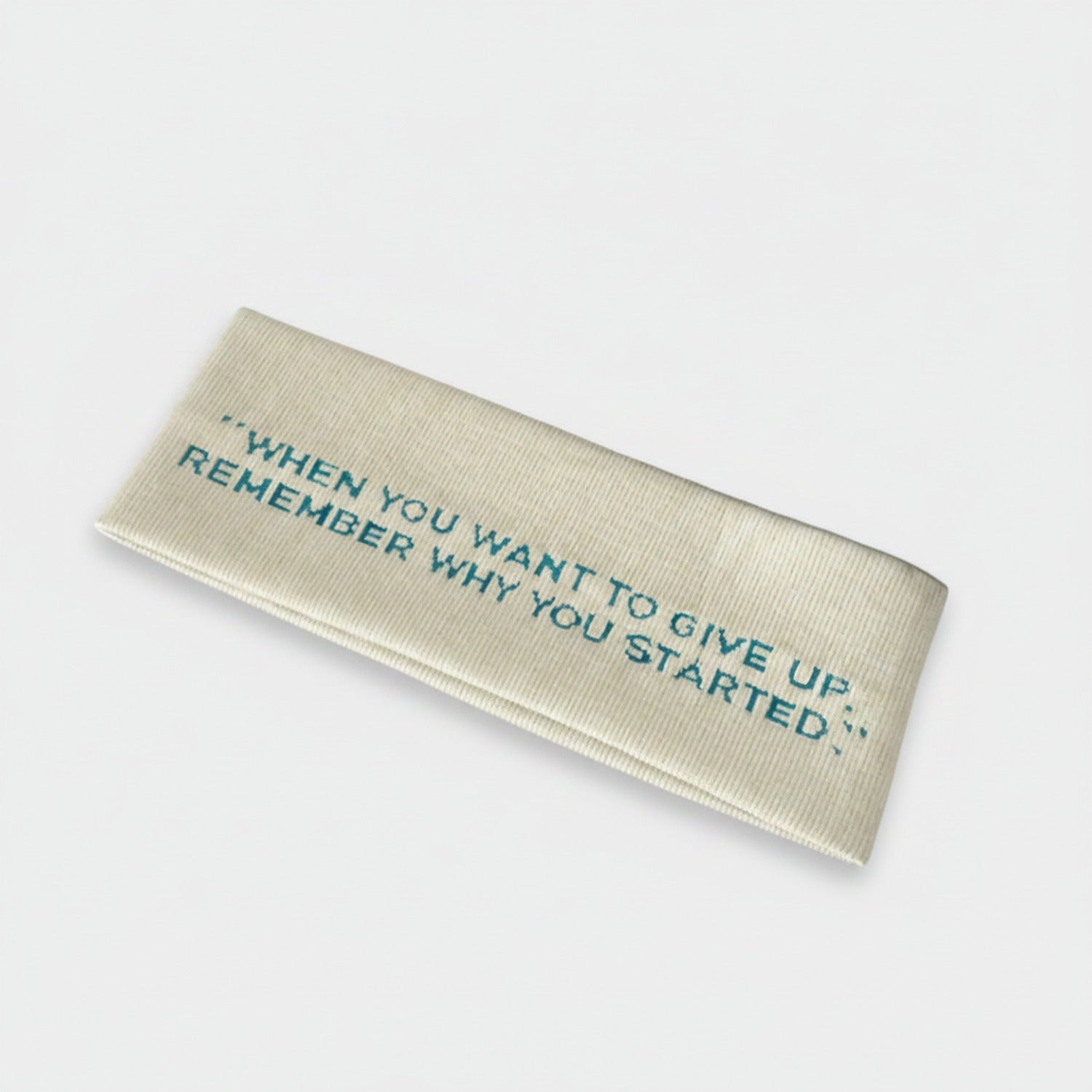 Ribbed Cream Motivational Message Hairband