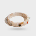 Marble Resin Bangle Bracelet With Gemstone Accents