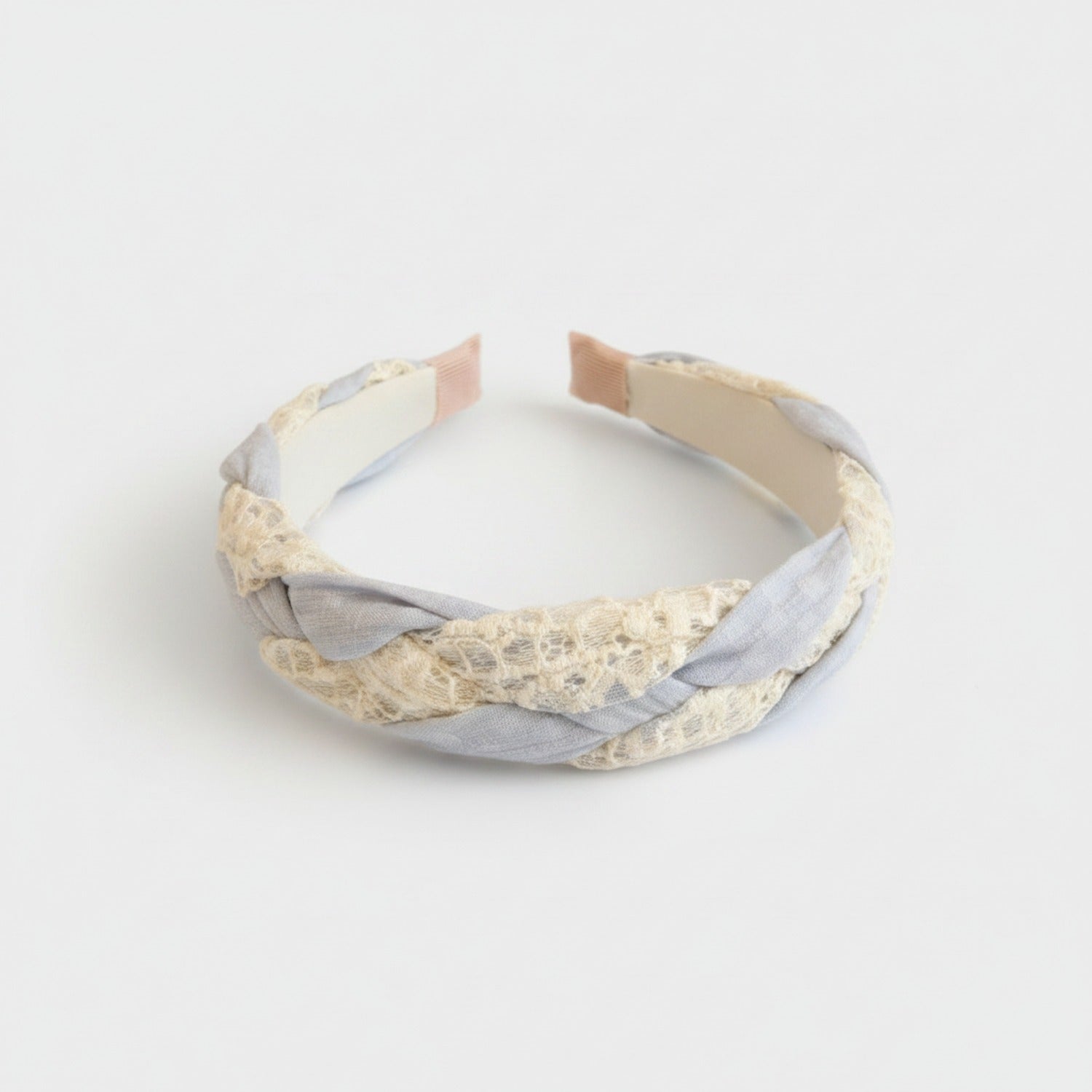 Twisted Lace Padded Headband Pink Cream