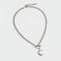 Silver Moon Charm Toggle Chain Necklace