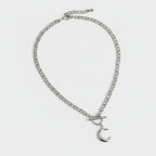 Silver Moon Charm Toggle Chain Necklace