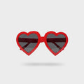 Red Heart-Shaped Sunglasses With Dark Lenses