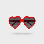 Red Heart-Shaped Sunglasses With Dark Lenses