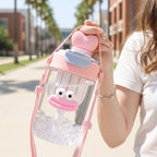 Pink Smiley Face Water Bottle with Charm