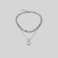 Silver Layered Chain Pendant Necklace
