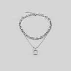Silver Layered Chain Pendant Necklace