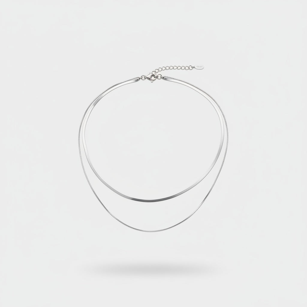 Layered Snake Chain Necklace Silver