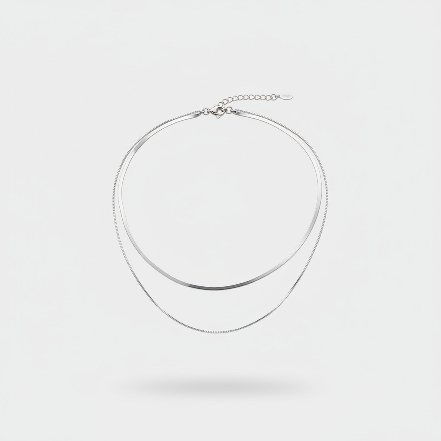 Layered Snake Chain Necklace Silver