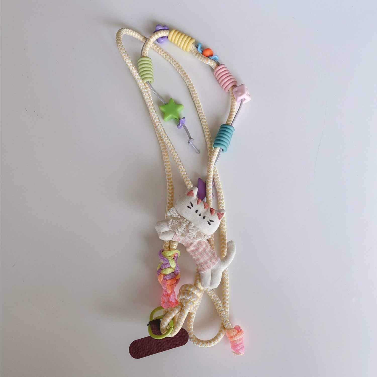 Kawaii Cat Beaded Phone Charm Strap With Colorful Beads