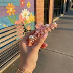 Pink Pearl Striped Hair Claw Clip