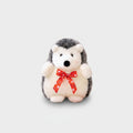 Adorable Gray and White Hedgehog Plush with Red Ribbon Bow