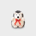 Adorable Gray and White Hedgehog Plush with Red Ribbon Bow