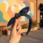 Denim Bunny Ear Knot Headband