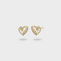 Gold Heart Rhinestone Stud Earrings