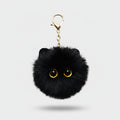 Black Fluffy Ball Keychain With Gold Chain