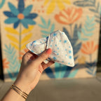 Blue Floral Fabric Hair Claw Clip
