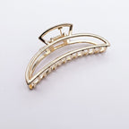 Gold Curved Hair Claw Clip With Teeth Detail