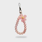 Pink Beaded Flower Acrylic Keyring Charm