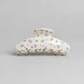 Ceramic Floral Hair Claw Clip With Blue Flowers