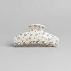 Ceramic Floral Hair Claw Clip With Blue Flowers