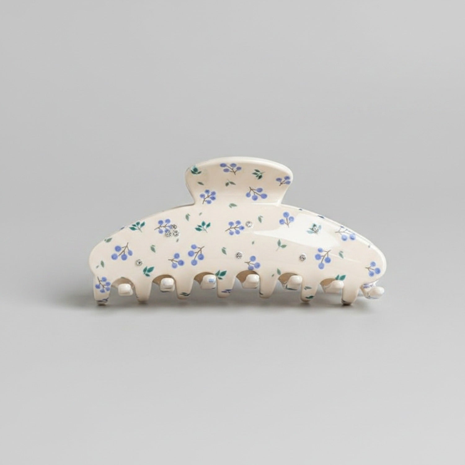 Ceramic Floral Hair Claw Clip With Blue Flowers