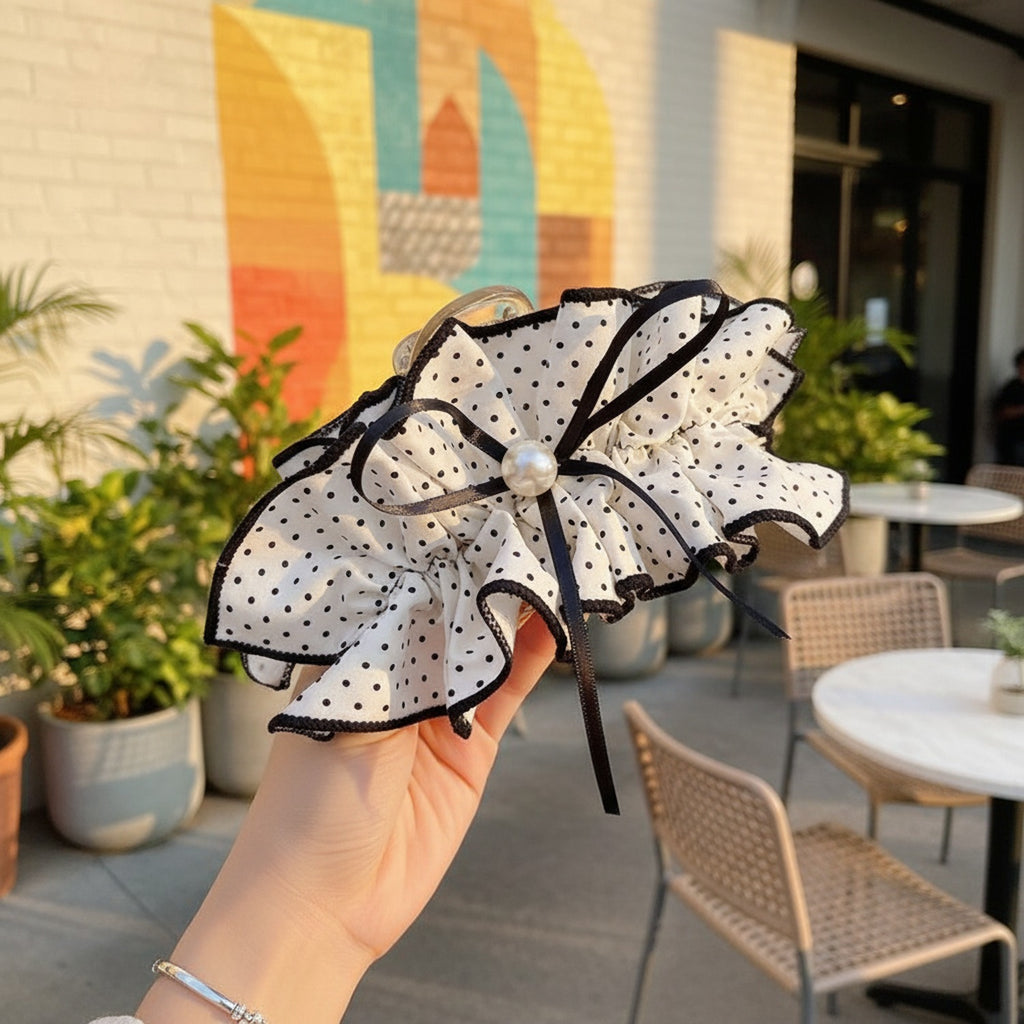 Polka Dot Pearl Butterfly Hair Claw Clip