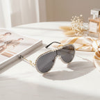 Rhinestone Pearl Aviator Sunglasses