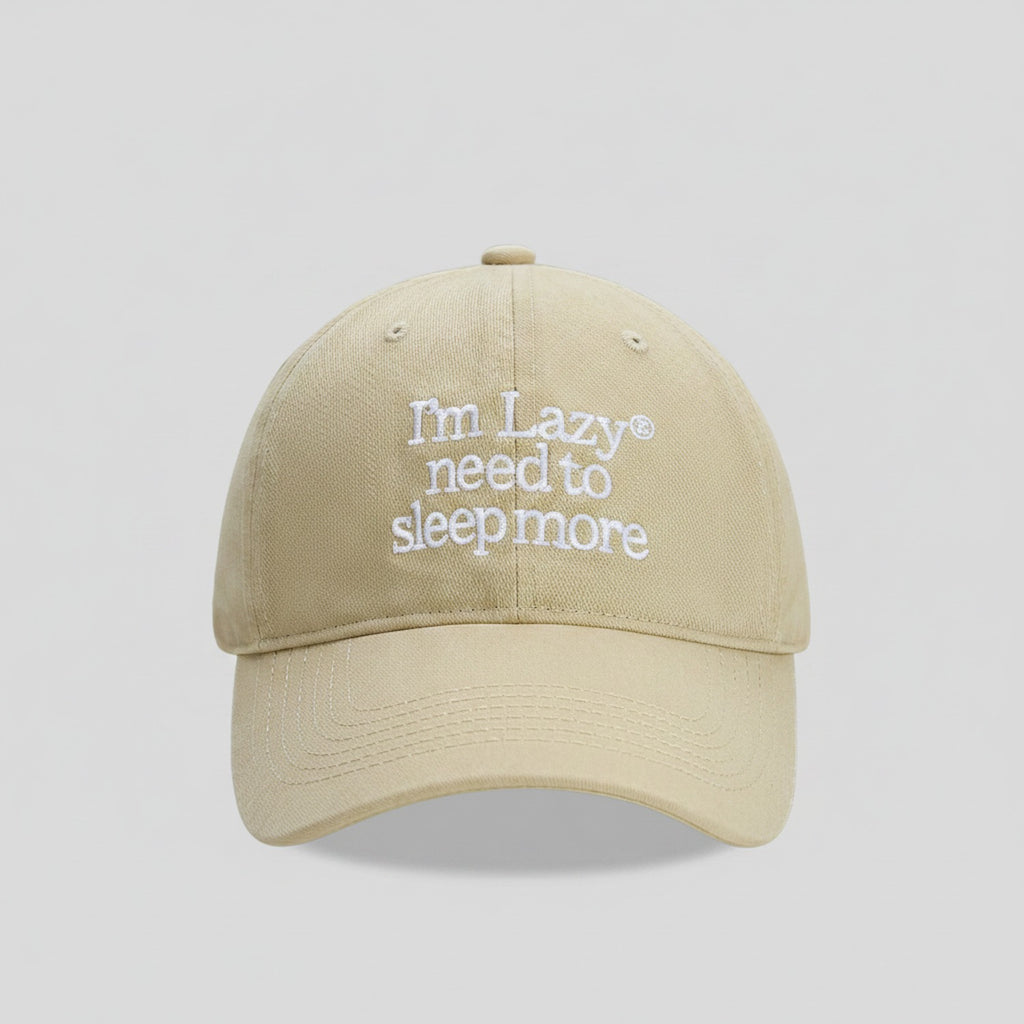 Cream Baseball Cap With Embroidered Text