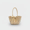 Colorful Beaded Straw Tote Bag With Lace Bow