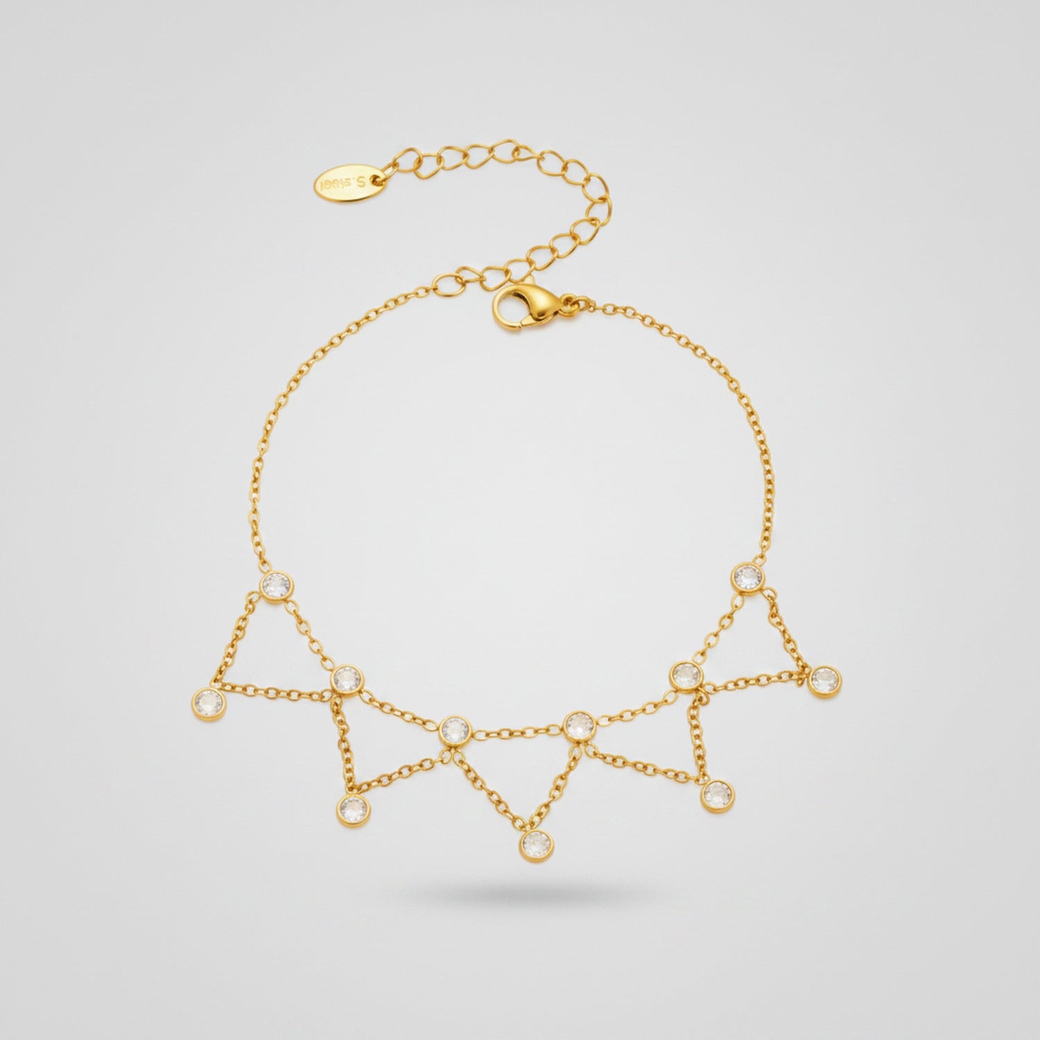 Gold Crystal Charm Dangle Anklet