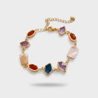 Colorful Gemstone Gold Chain Bracelet