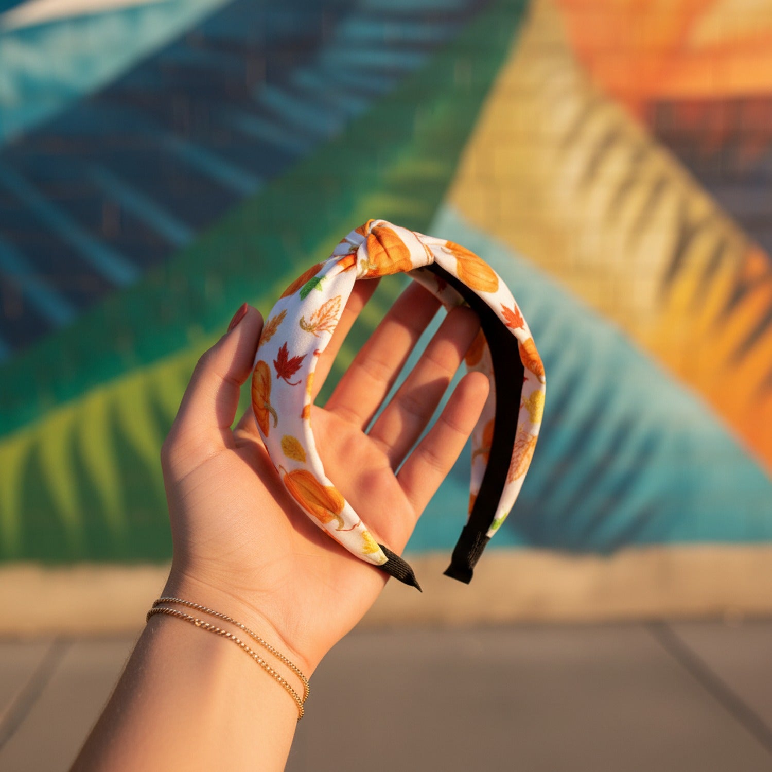 Autumn Leaves Padded Headband With Black Bow