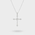 Crystal Cross Pendant Silver Chain Necklace