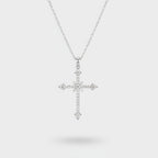 Crystal Cross Pendant Silver Chain Necklace
