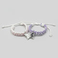 Butterfly Charm Braided Rope Bracelet Set Purple Pink