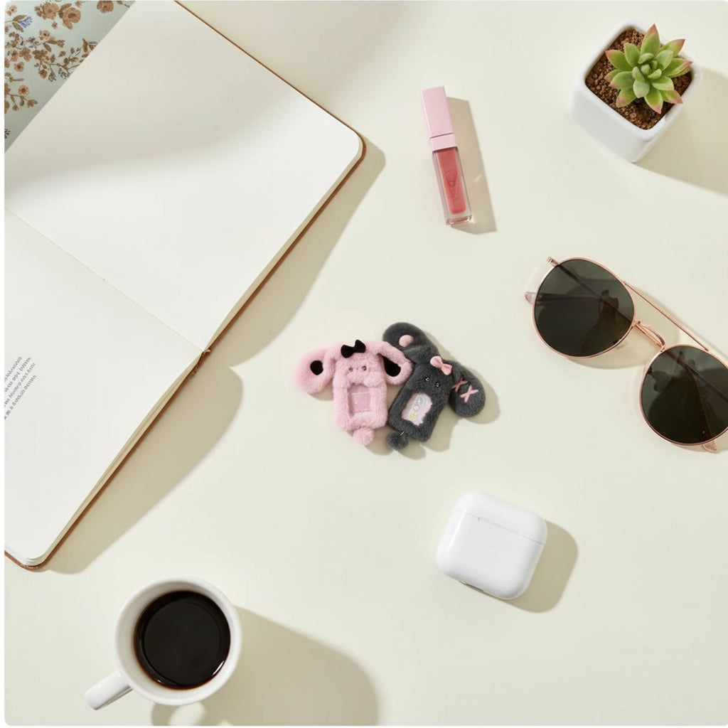 Fuzzy Bunny Ears Phone Charm With Bow
