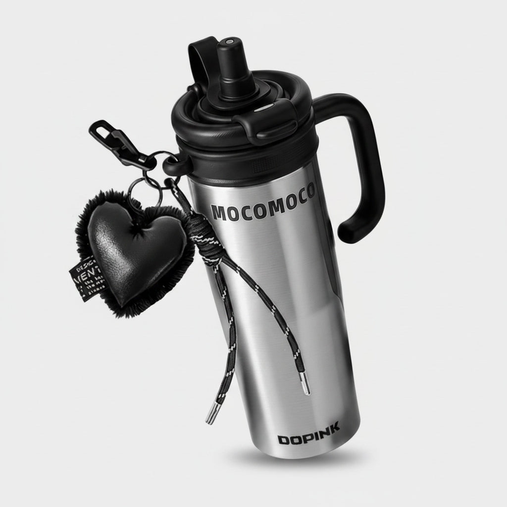 Black Heart Charm Stainless Steel Tumbler Cup