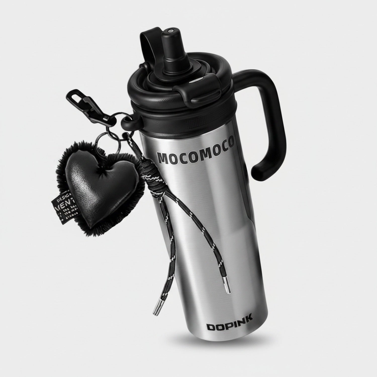 Black Heart Charm Stainless Steel Tumbler Cup