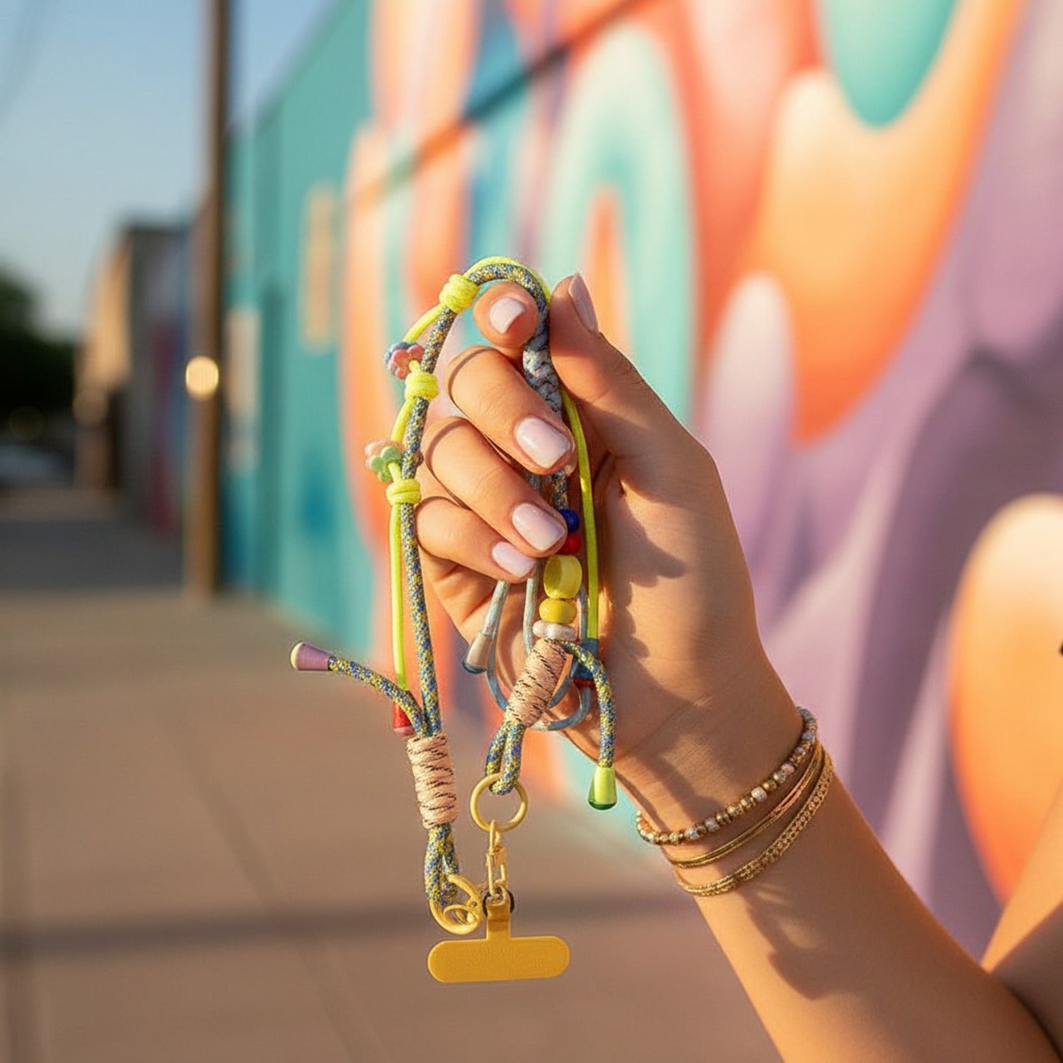 Colorful Beaded Phone Charm Strap With Tassel