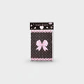 Pink Bow Heart Pattern Black Notepad