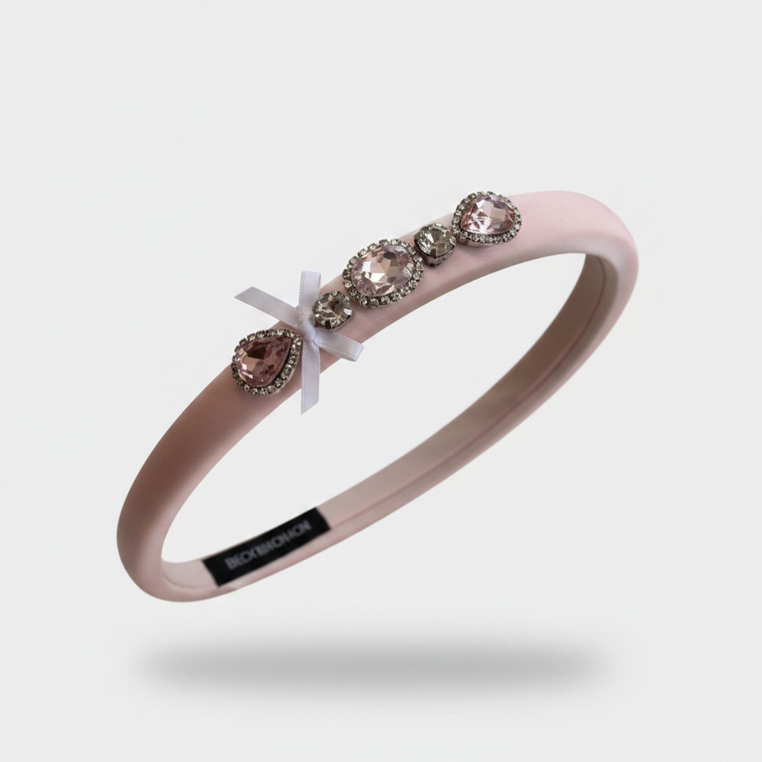 Pink Padded Headband With Rhinestone Gems