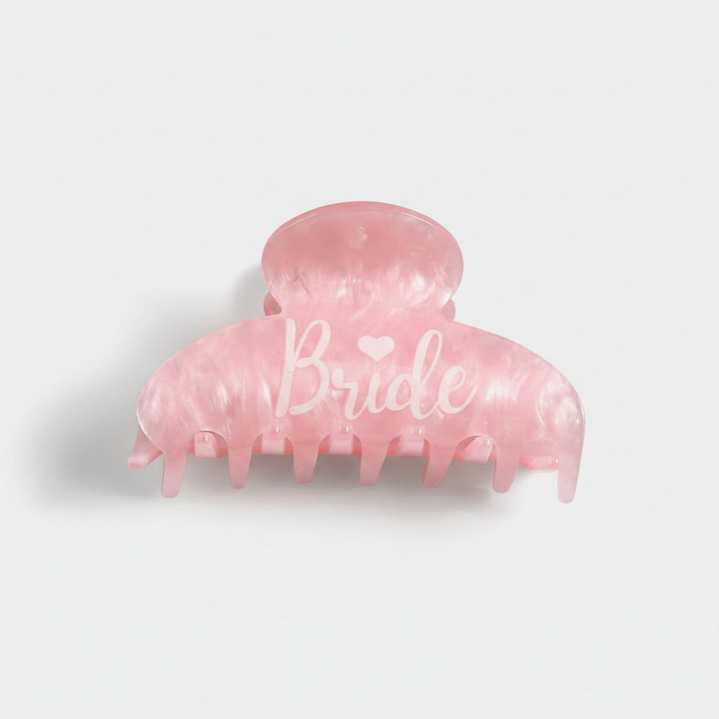 Pink Heart Bride Hair Claw Clip