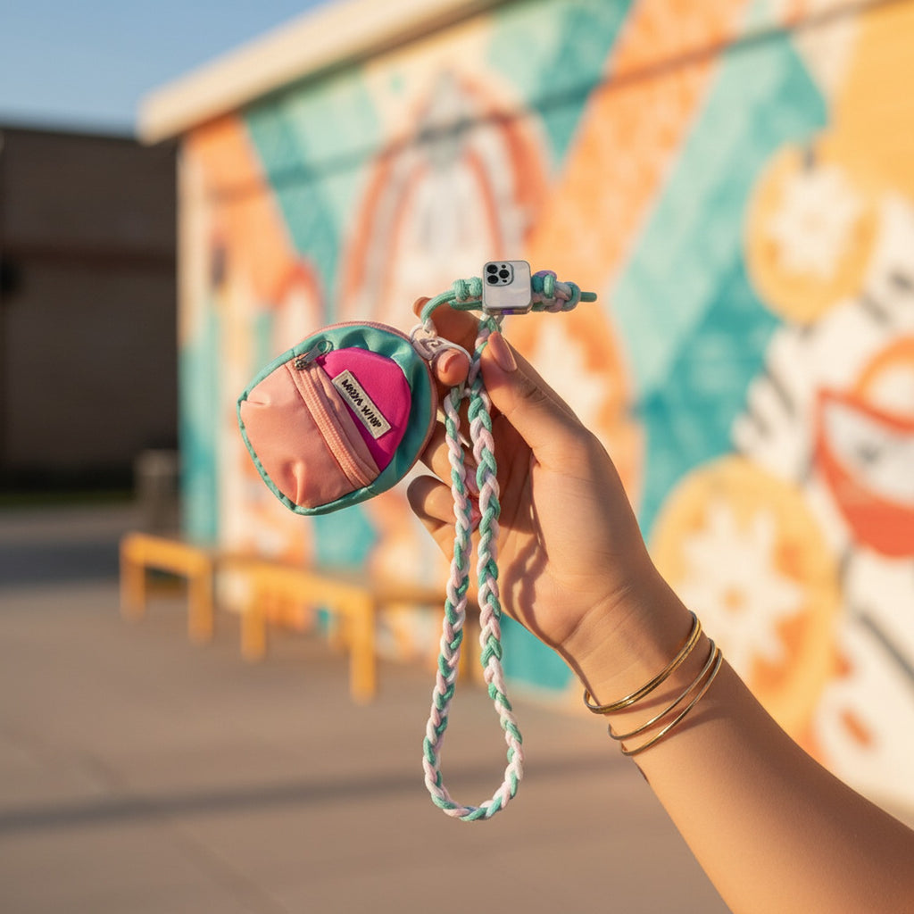 Purple & Yellow Braided Rope Phone Charm Strap