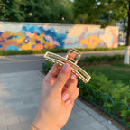 Gold Checkered Hair Claw Clip